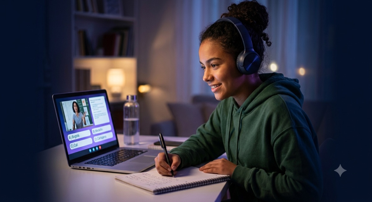 Estudiante en una clase en vivo del Entrenamiento Élite